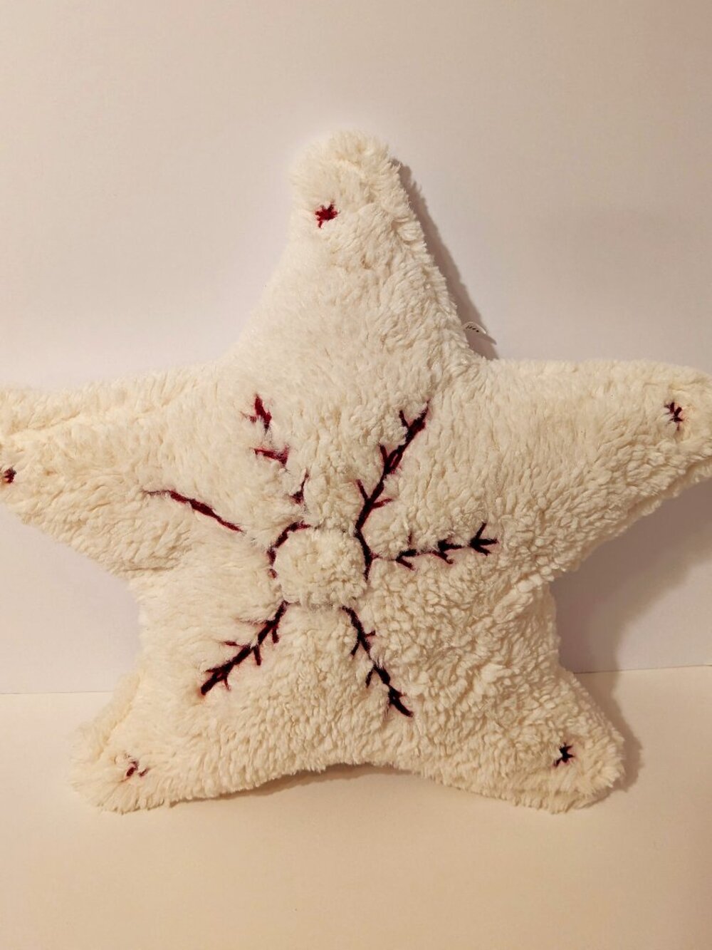 Pottery Barn Cozy Embroidered Snowflake Star Shaped Decorative Pillow Christmas